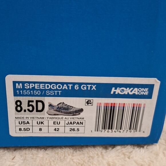 Hoka Speedgoat 6 GTX Men’s Size 8.5D Blue Gray Running Shoe 1155150-SSTT - Picture 13 of 13